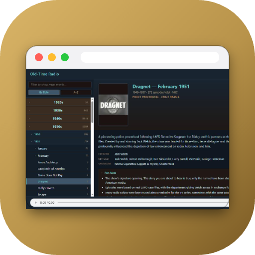 Open the Old Time Radio web player
